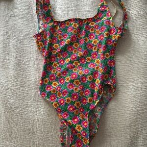 Electric Beach by JANTZEN Y2K neon floral one piece swimsuit